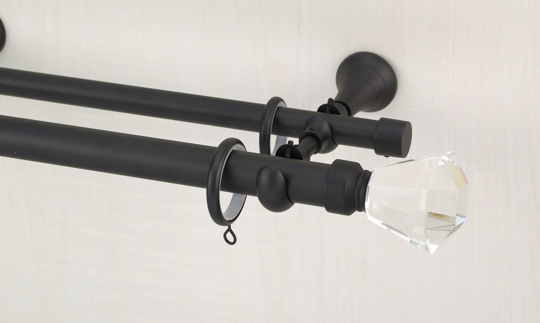 Black Ø28 mm double decorative rod system