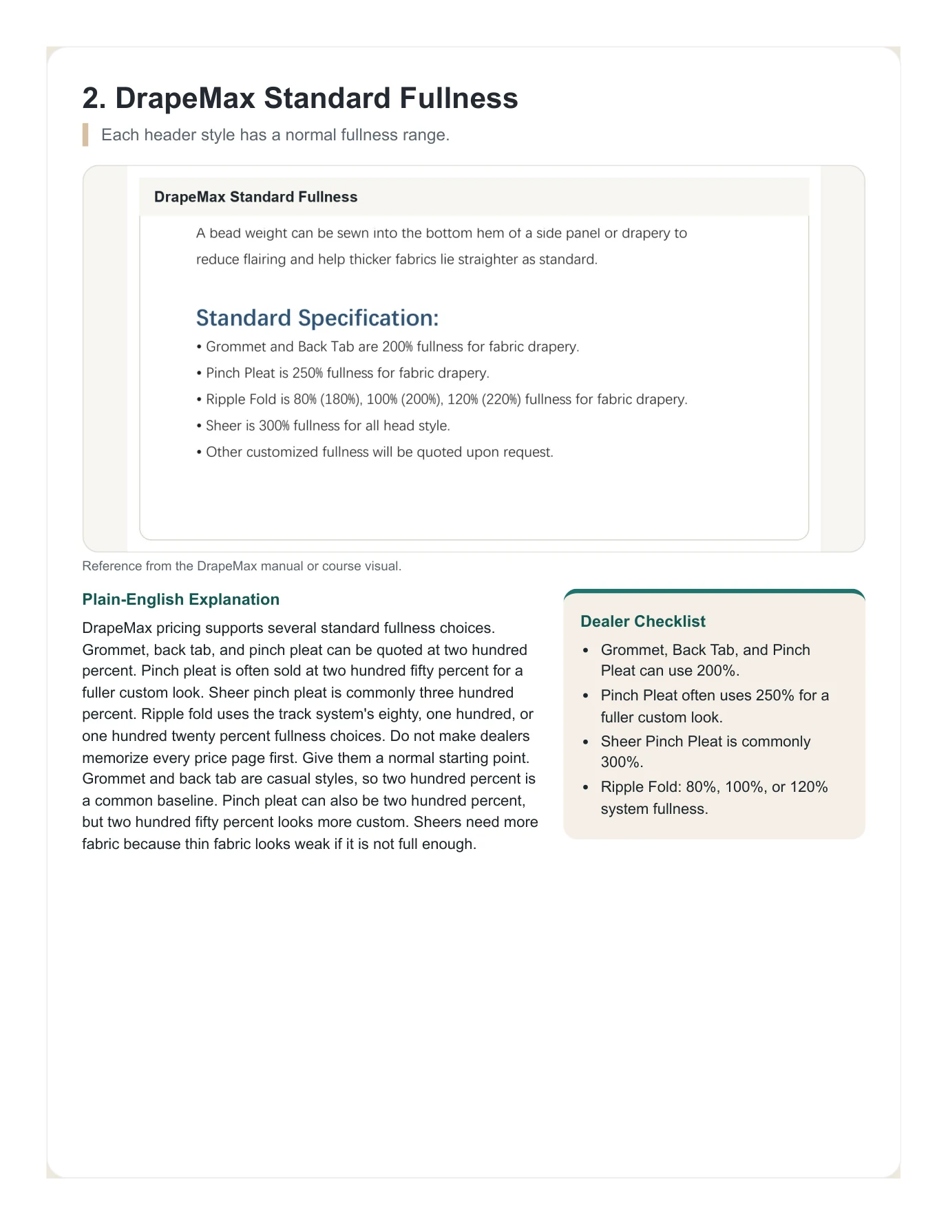 DrapeMax Drapery 101 Dealer Training Manual page 11