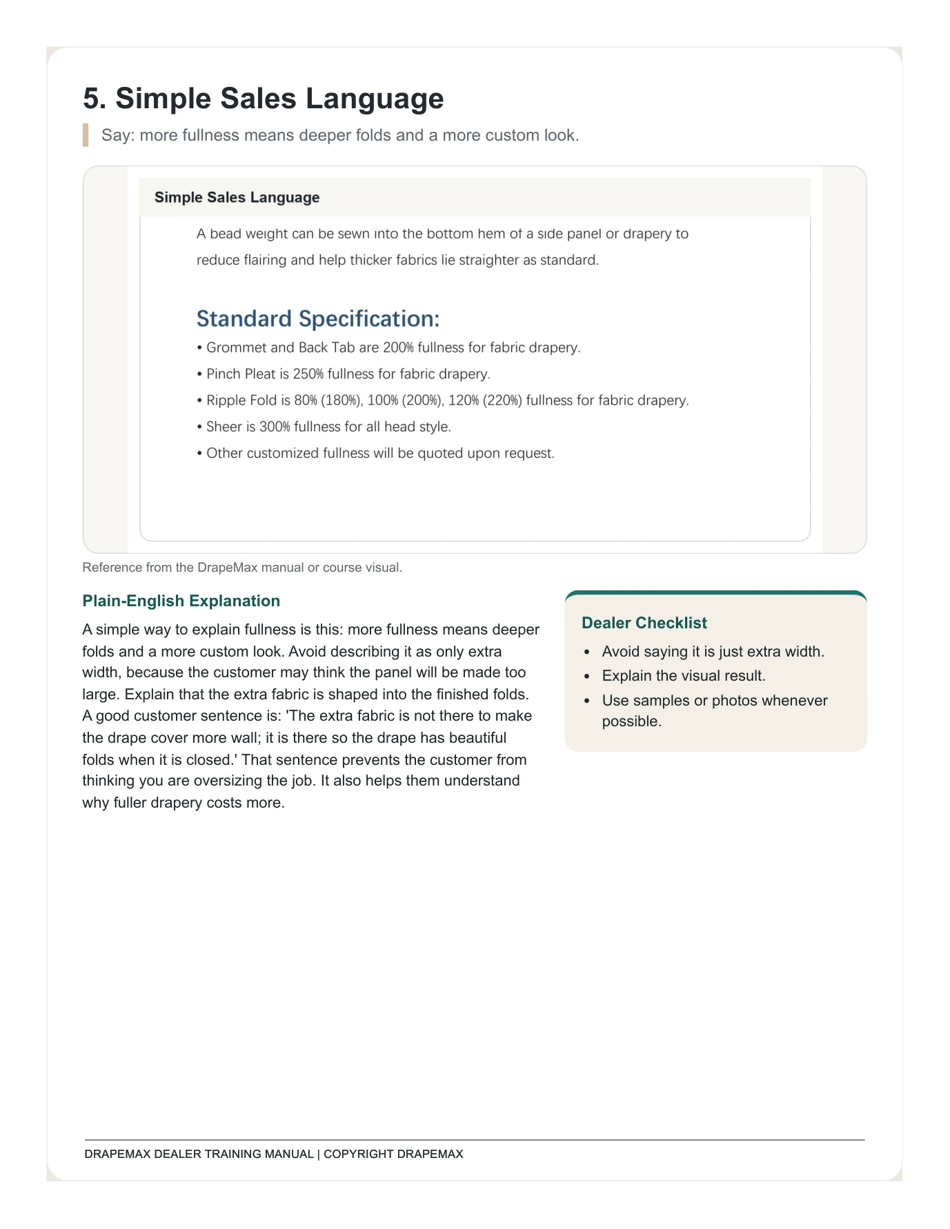 DrapeMax Drapery 101 Dealer Training Manual page 14