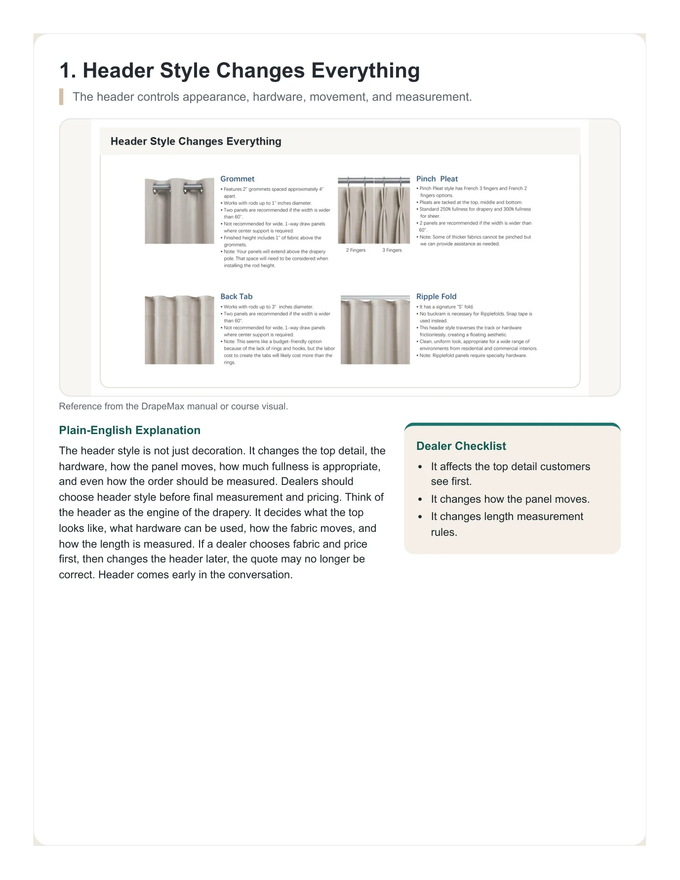 DrapeMax Drapery 101 Dealer Training Manual page 16