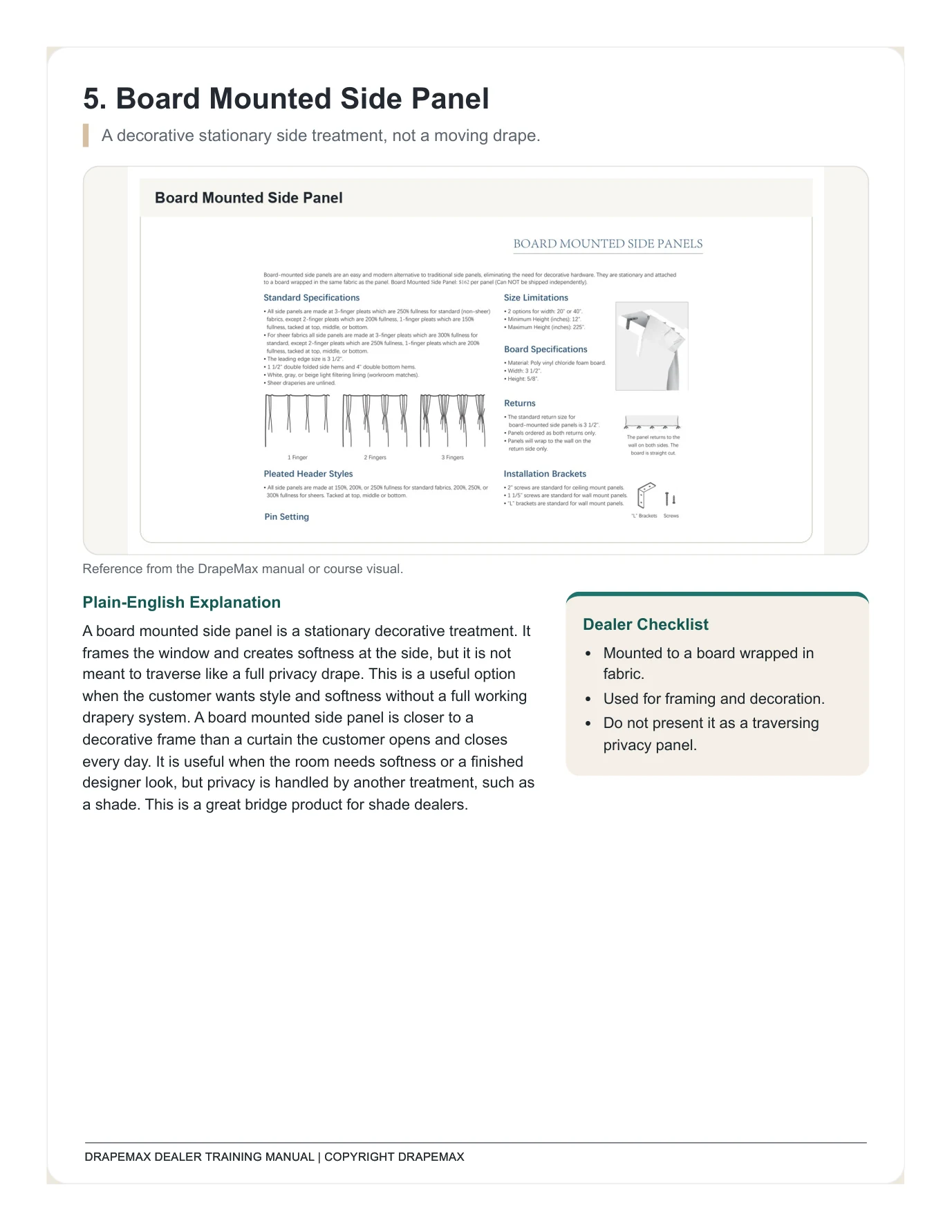 DrapeMax Drapery 101 Dealer Training Manual page 20