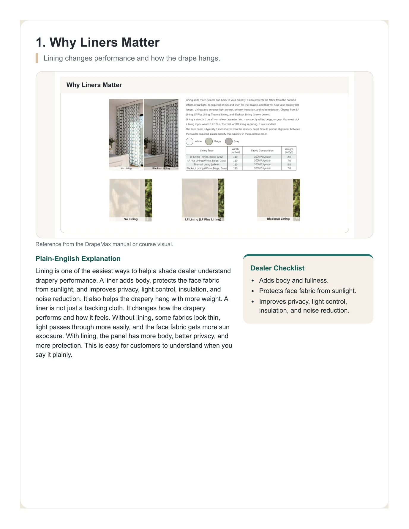 DrapeMax Drapery 101 Dealer Training Manual page 28