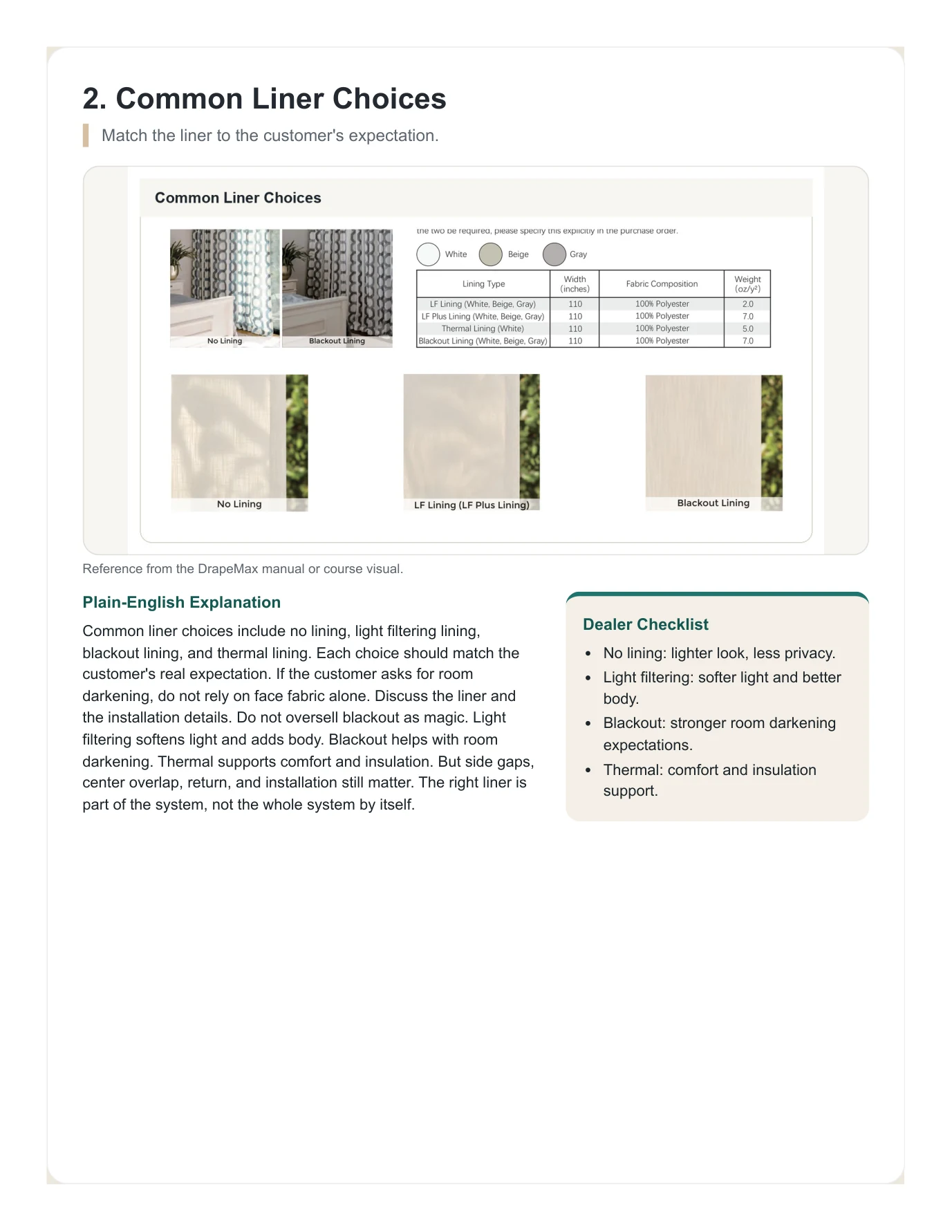 DrapeMax Drapery 101 Dealer Training Manual page 29