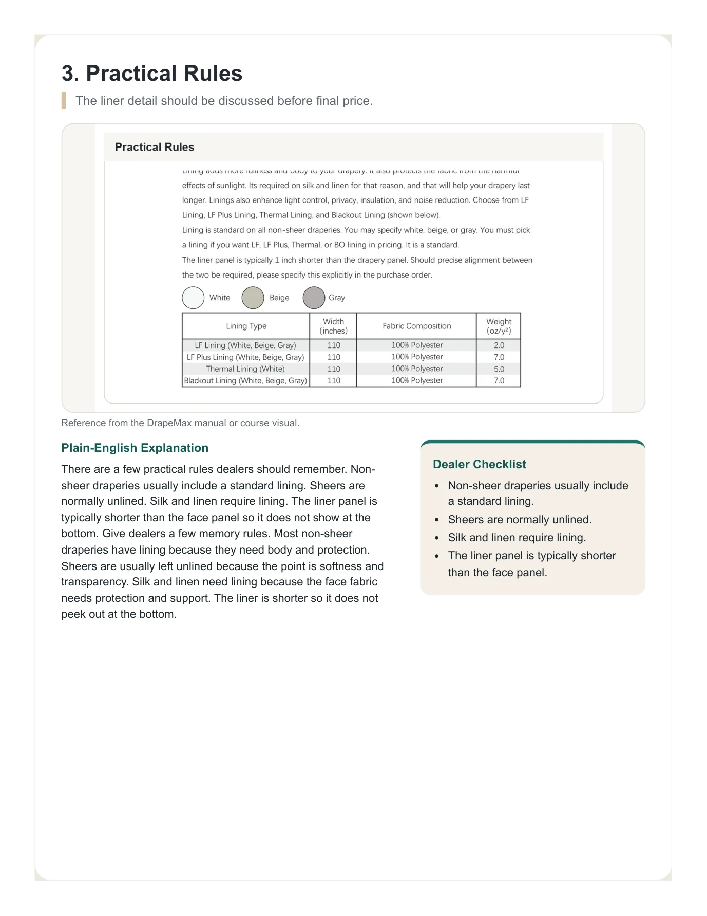 DrapeMax Drapery 101 Dealer Training Manual page 30