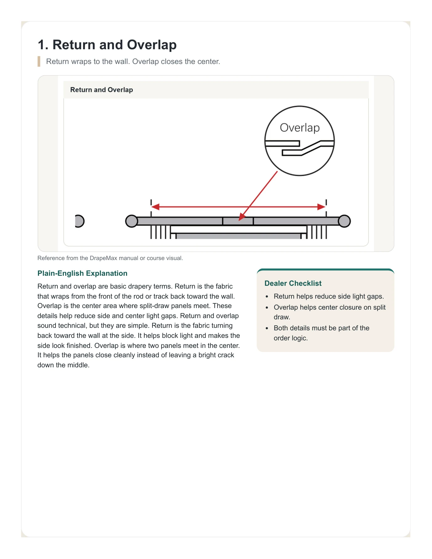 DrapeMax Drapery 101 Dealer Training Manual page 38