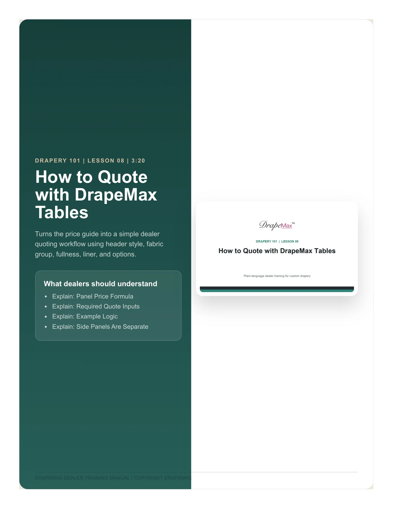 DrapeMax Drapery 101 Dealer Training Manual page 42