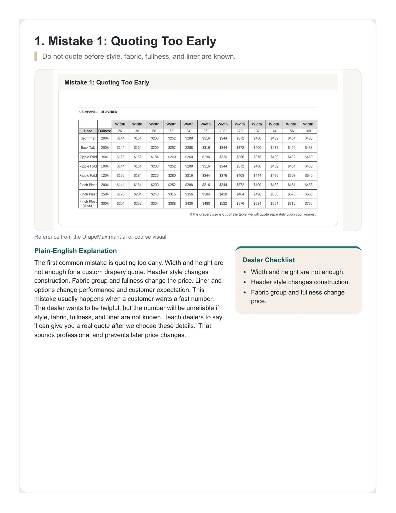 DrapeMax Drapery 101 Dealer Training Manual page 48