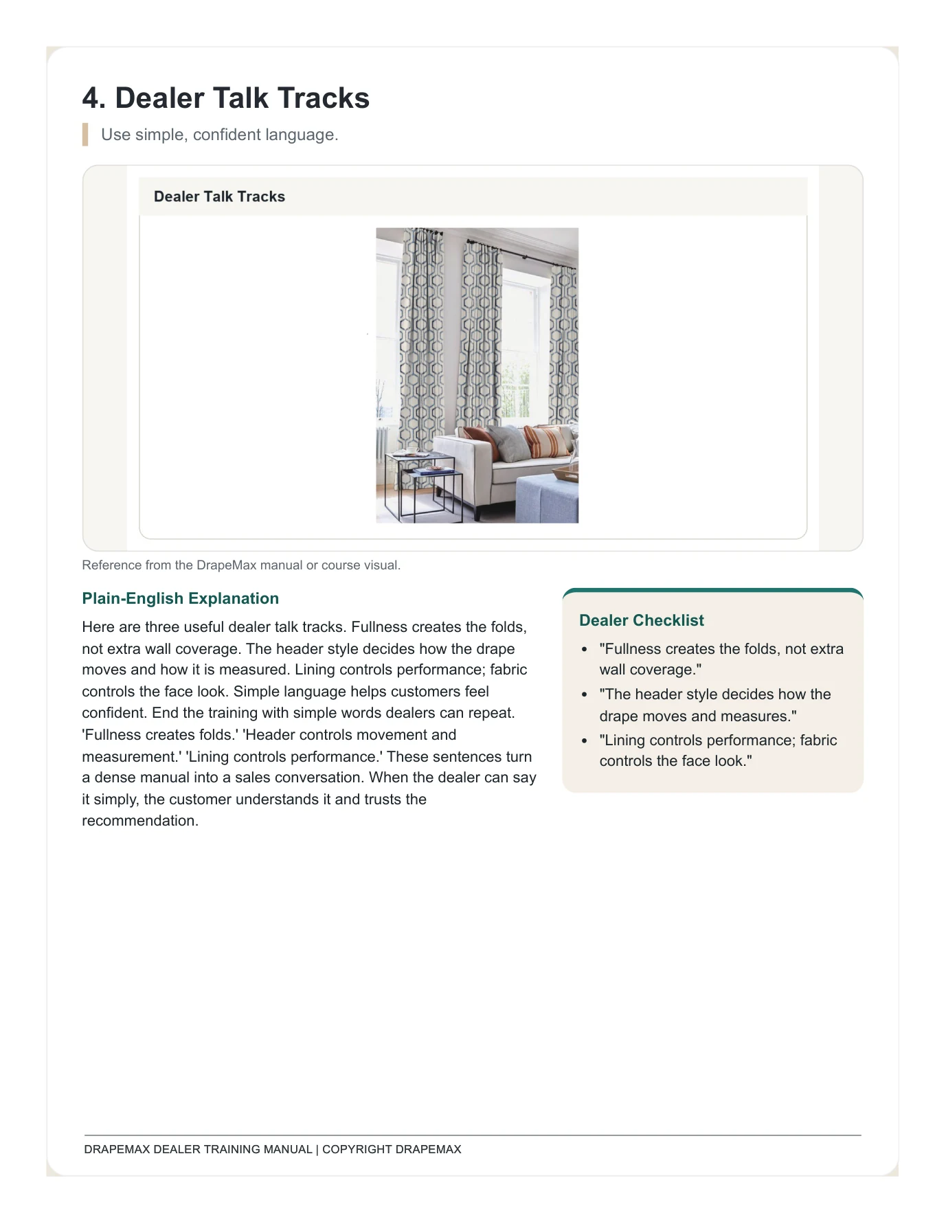 DrapeMax Drapery 101 Dealer Training Manual page 51