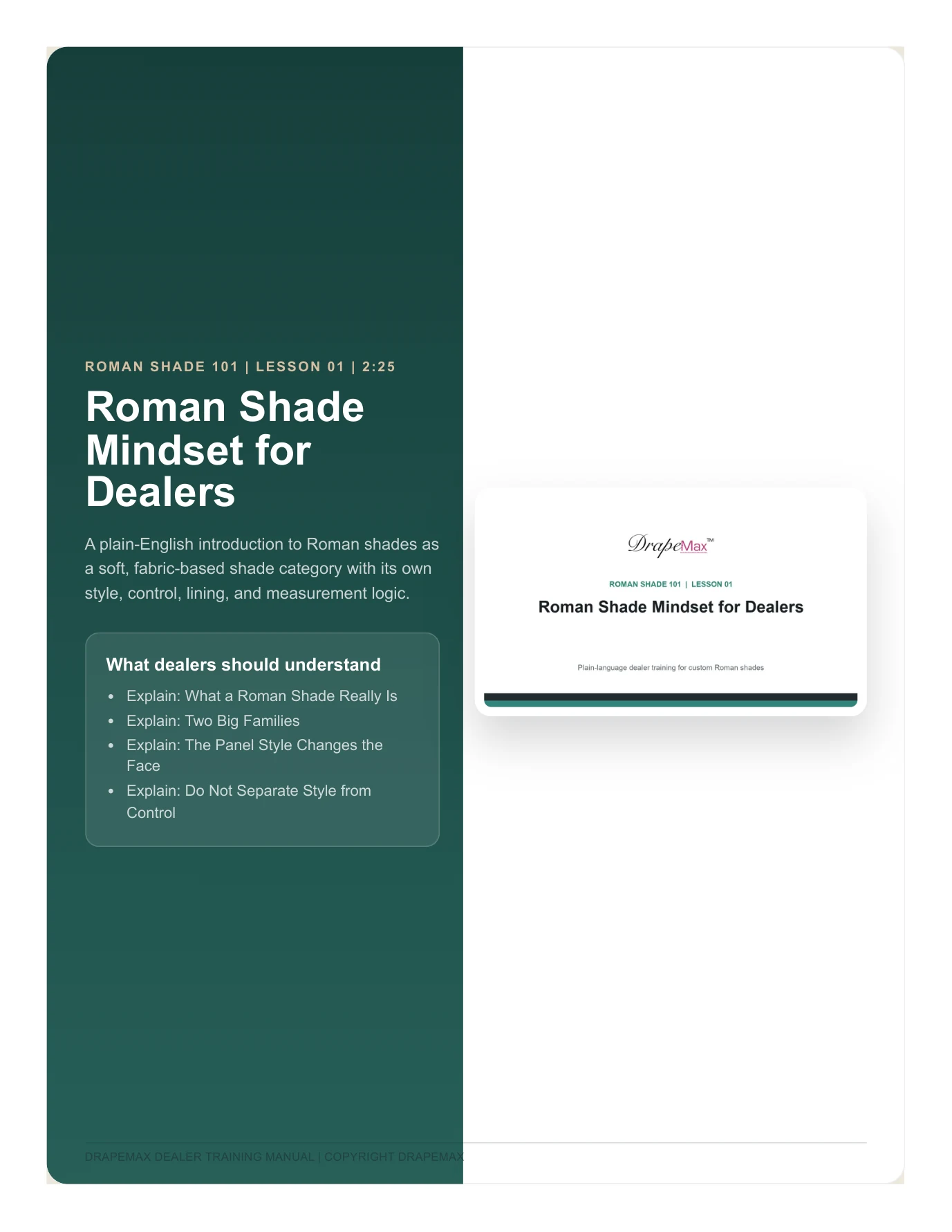 DrapeMax Roman Shade 101 Dealer Training Manual page 4