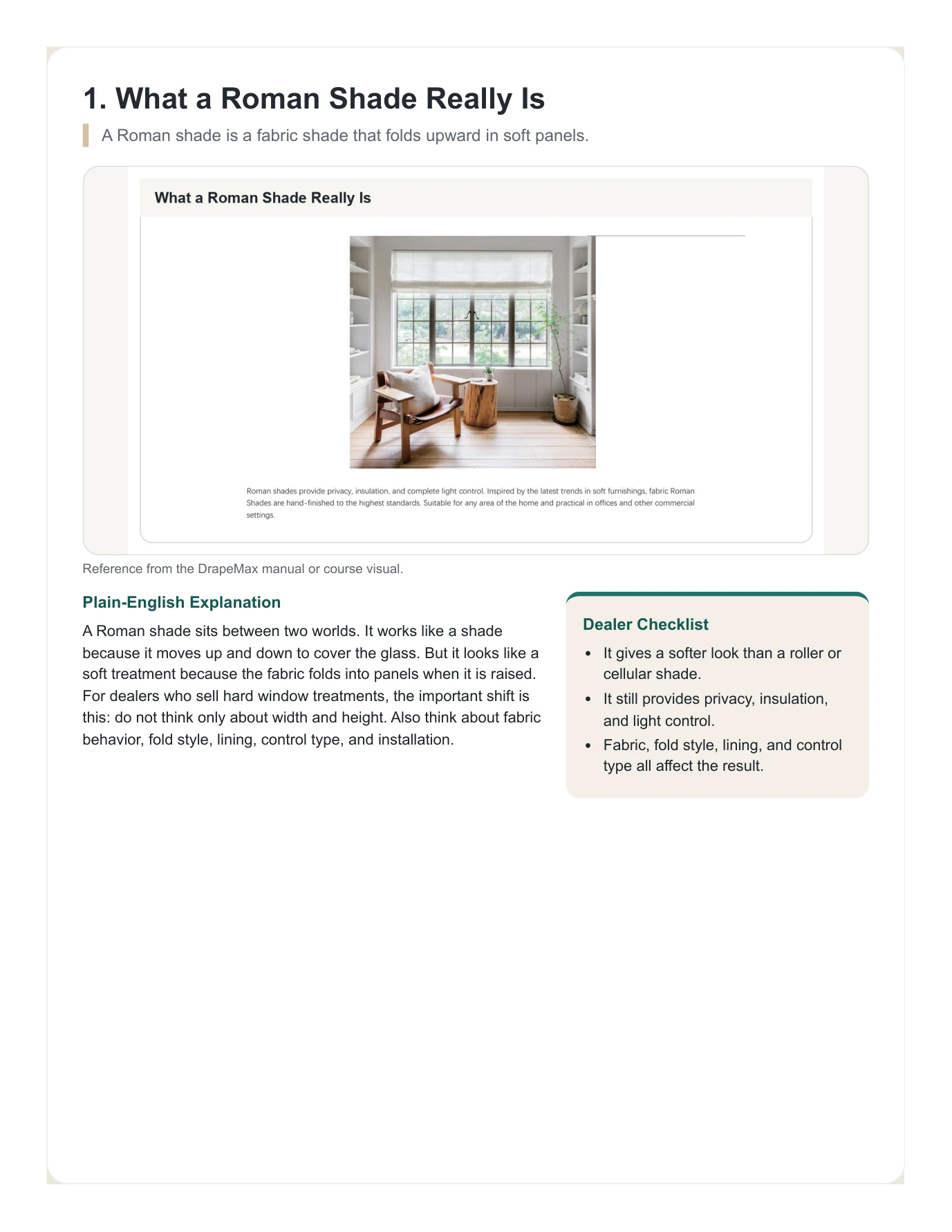DrapeMax Roman Shade 101 Dealer Training Manual page 5