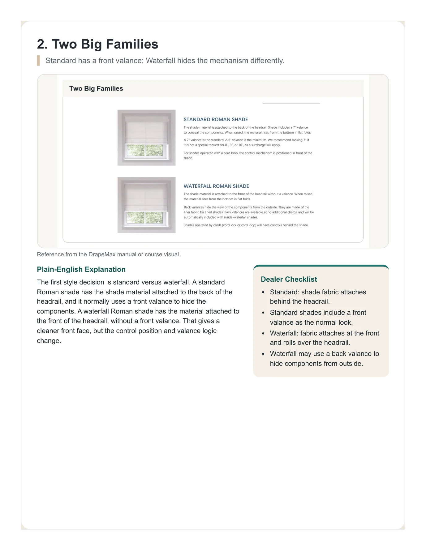 DrapeMax Roman Shade 101 Dealer Training Manual page 6
