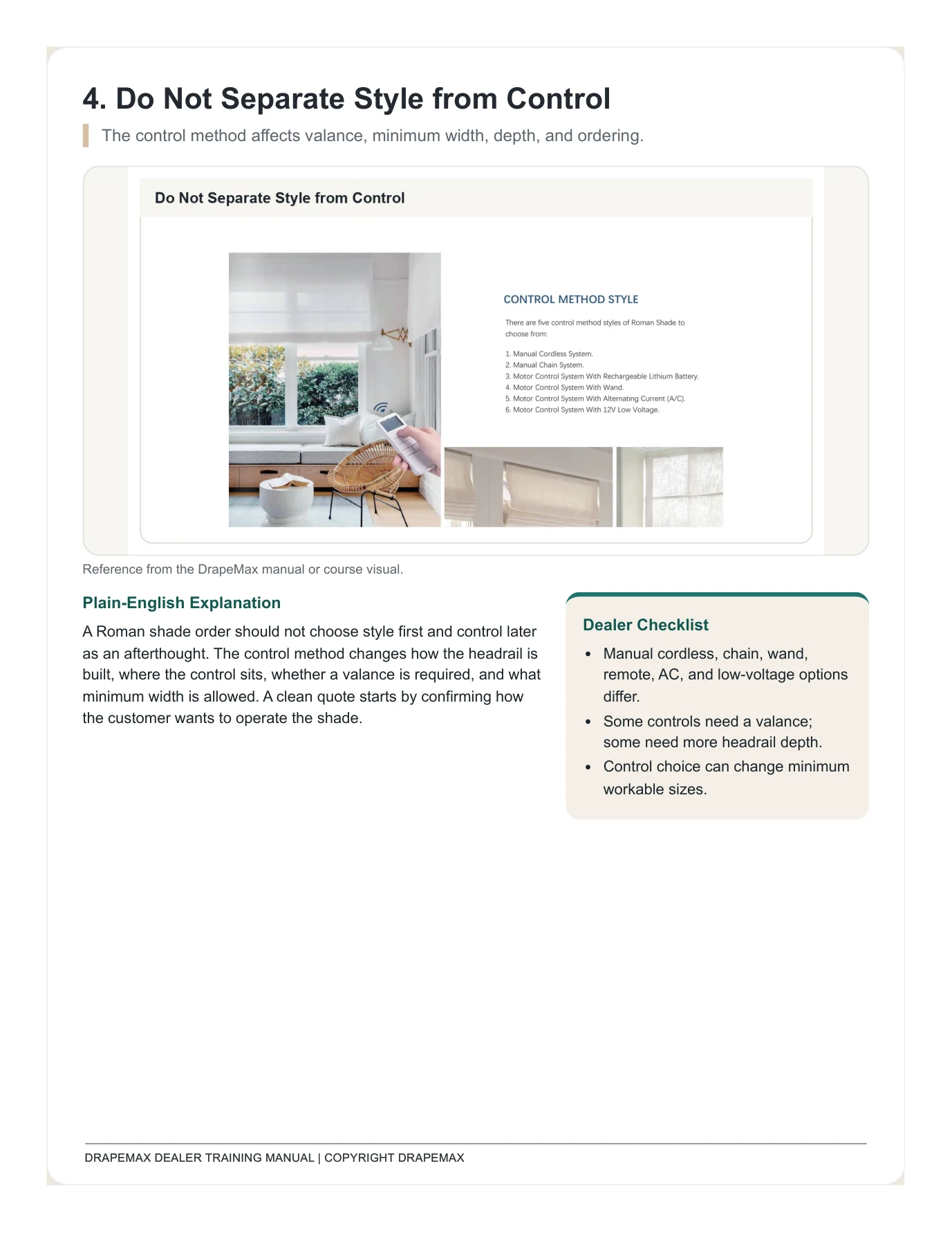 DrapeMax Roman Shade 101 Dealer Training Manual page 8