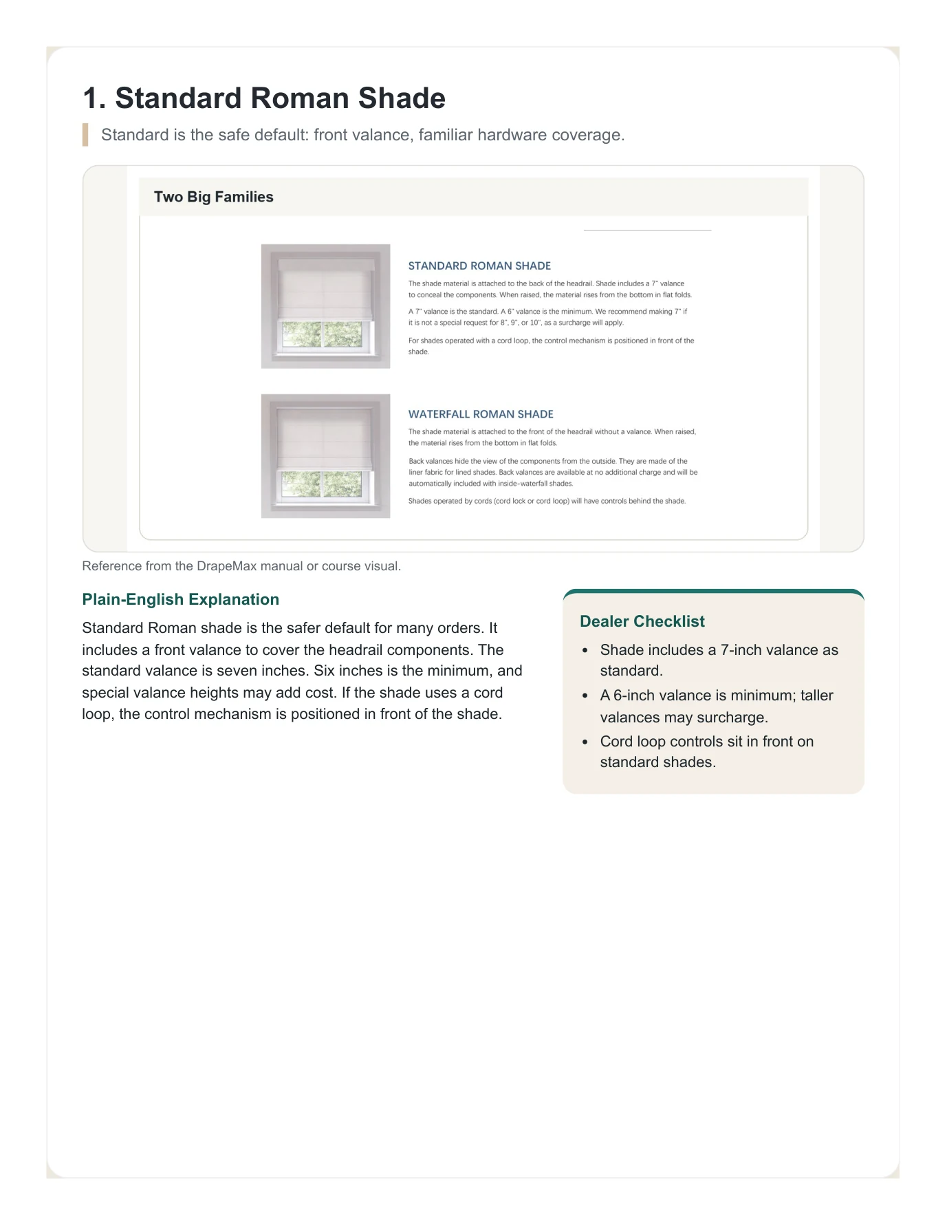 DrapeMax Roman Shade 101 Dealer Training Manual page 15