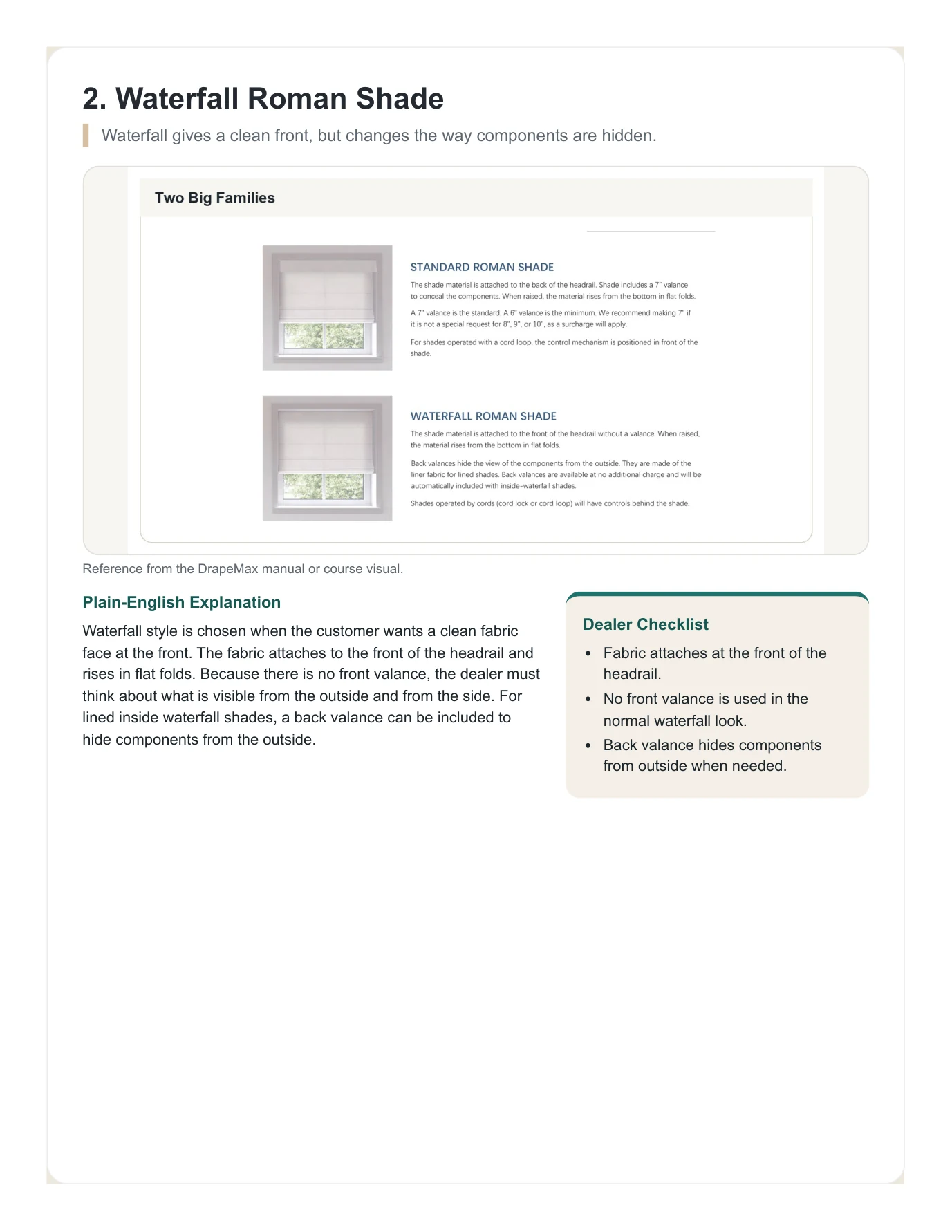 DrapeMax Roman Shade 101 Dealer Training Manual page 16