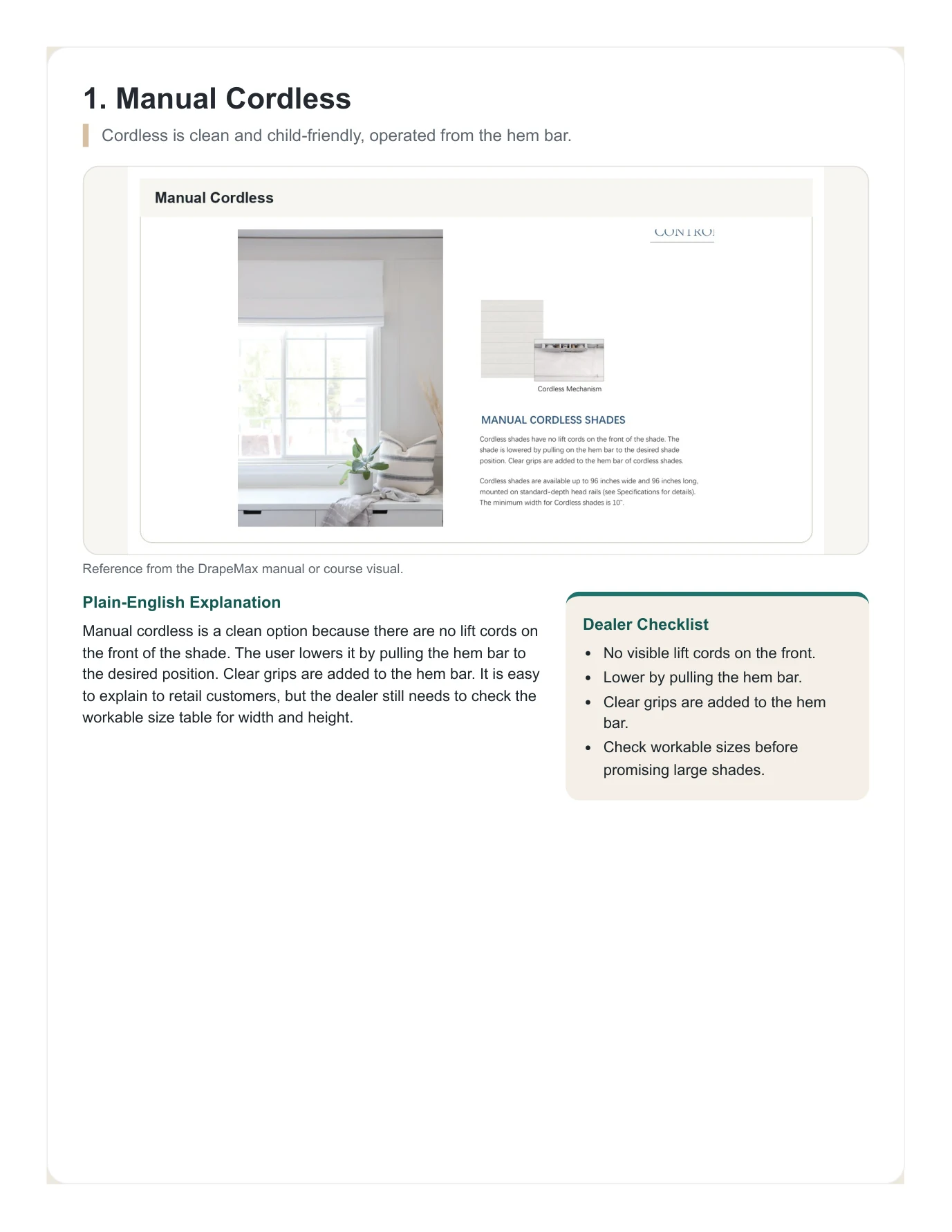 DrapeMax Roman Shade 101 Dealer Training Manual page 20