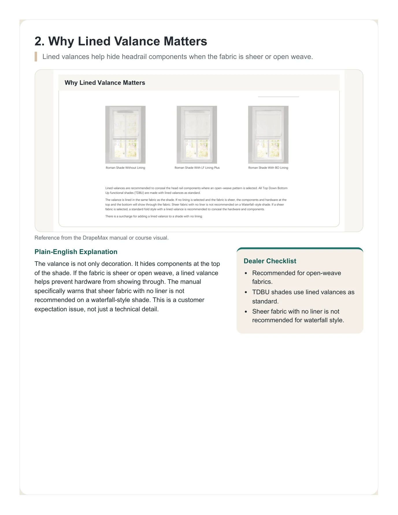 DrapeMax Roman Shade 101 Dealer Training Manual page 27