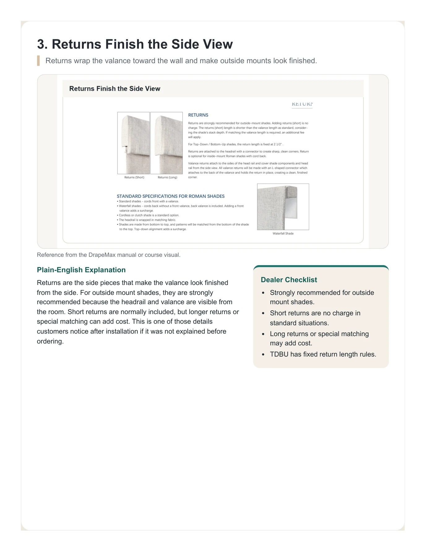 DrapeMax Roman Shade 101 Dealer Training Manual page 28