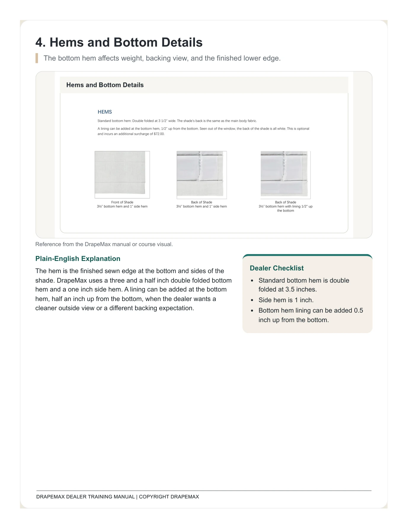 DrapeMax Roman Shade 101 Dealer Training Manual page 29