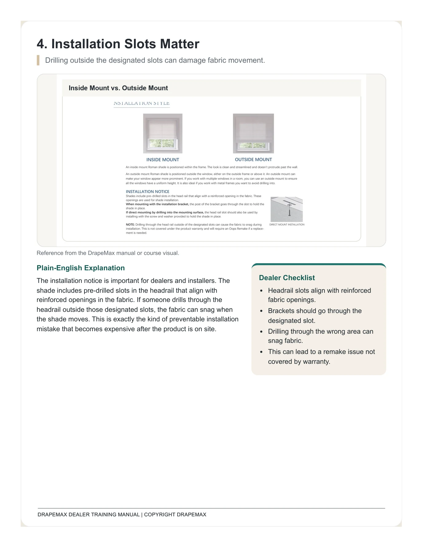 DrapeMax Roman Shade 101 Dealer Training Manual page 34