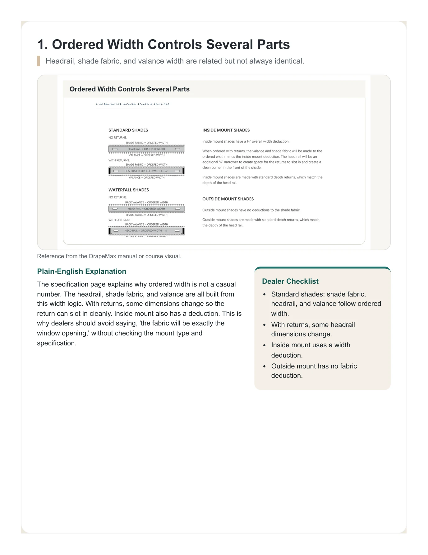 DrapeMax Roman Shade 101 Dealer Training Manual page 36