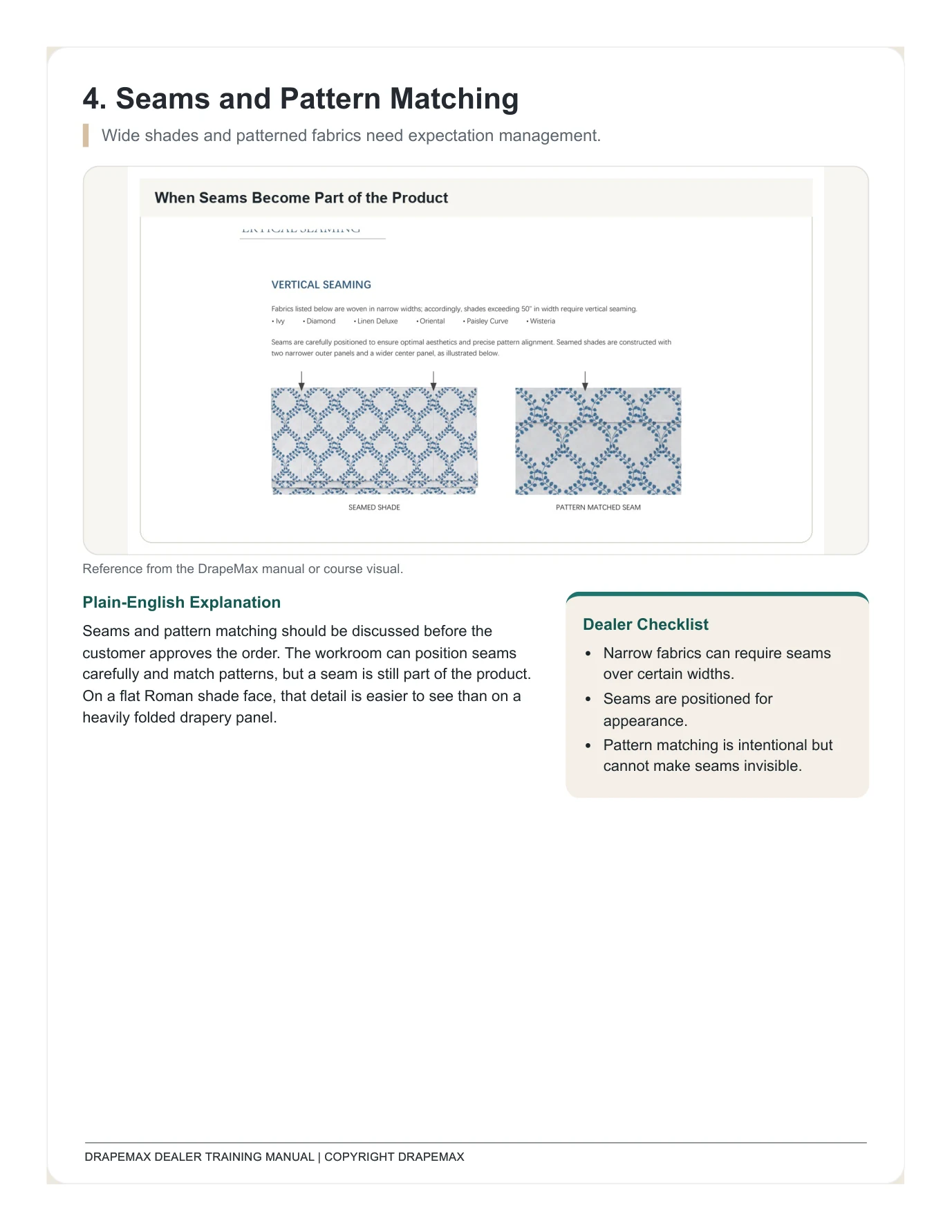 DrapeMax Roman Shade 101 Dealer Training Manual page 39