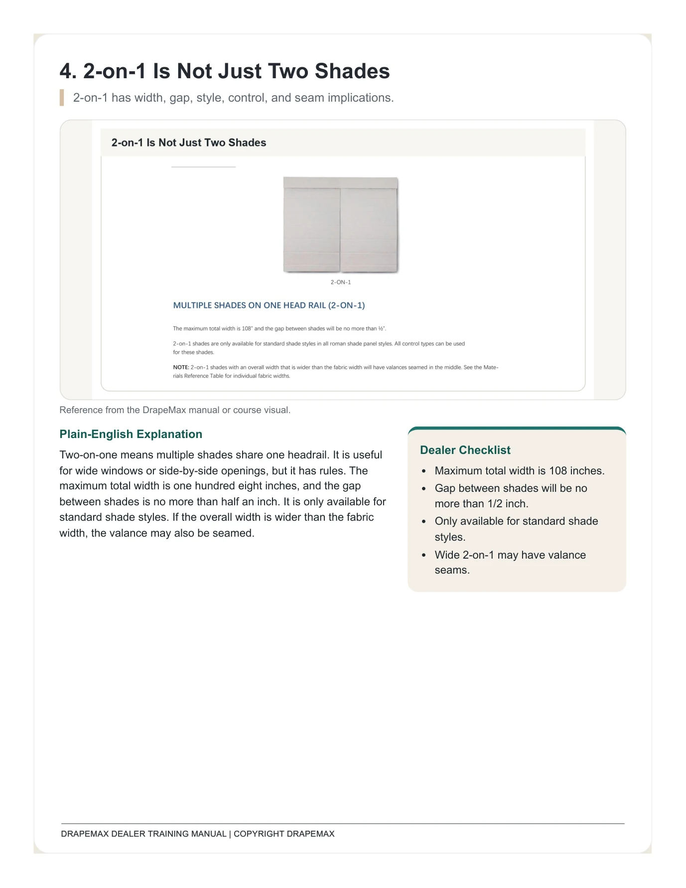 DrapeMax Roman Shade 101 Dealer Training Manual page 44