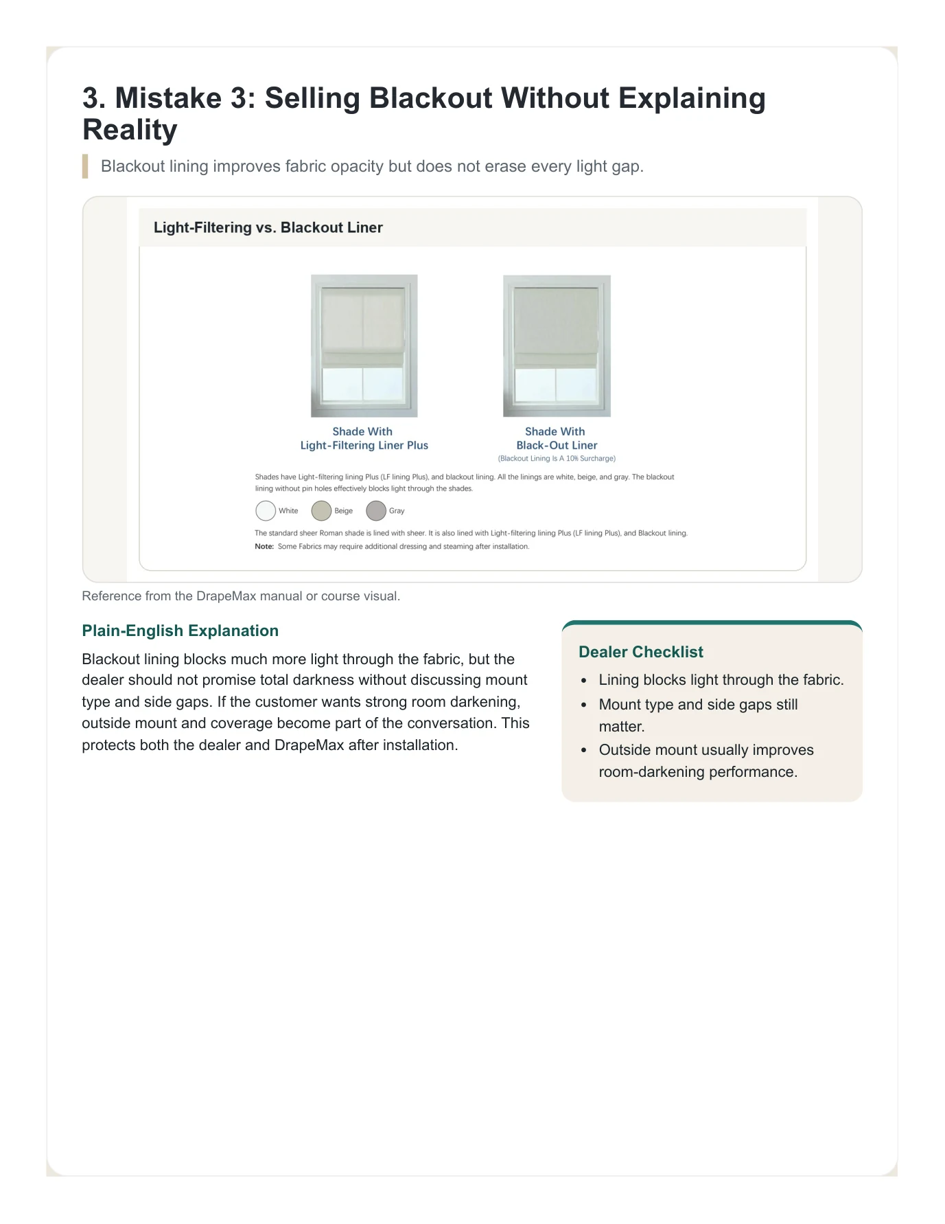 DrapeMax Roman Shade 101 Dealer Training Manual page 48