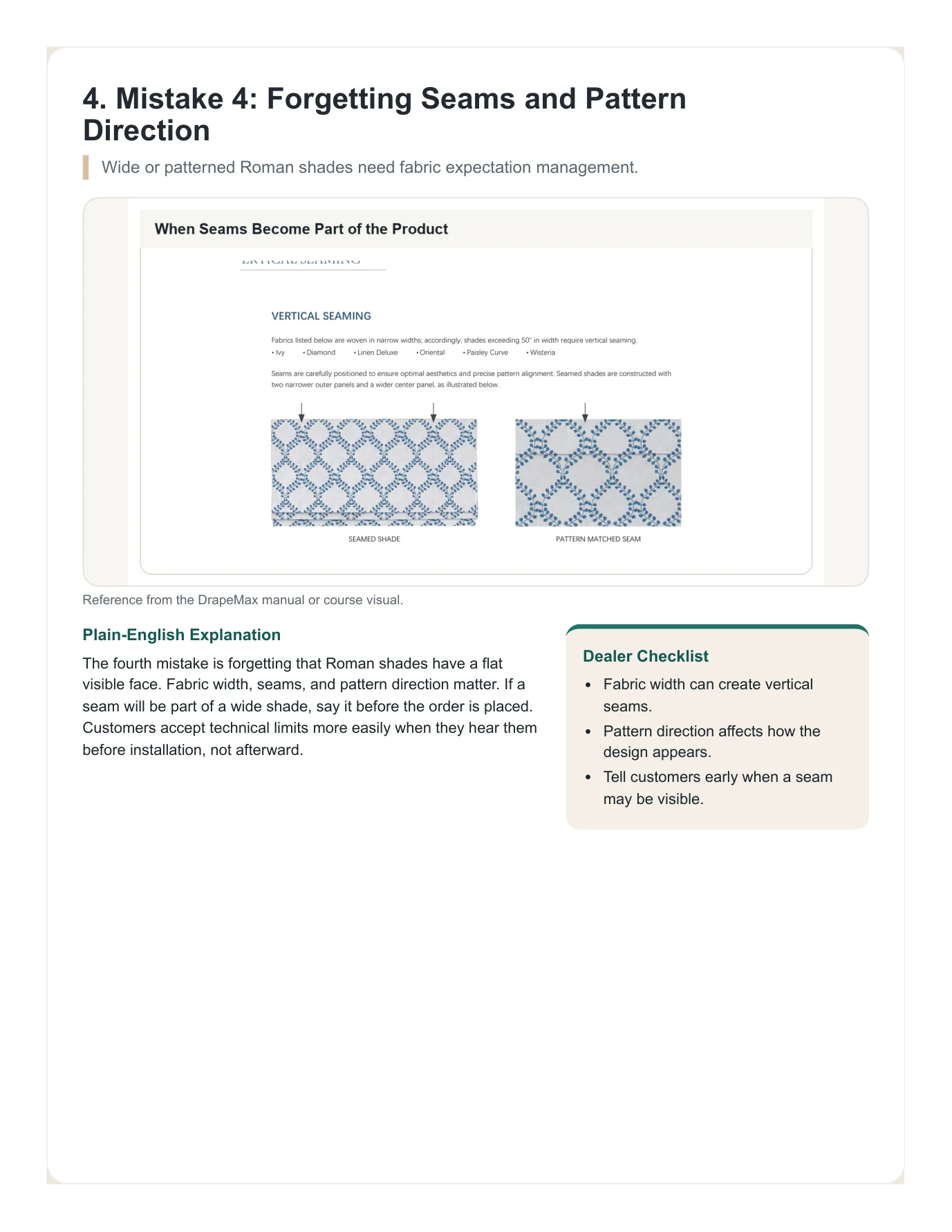 DrapeMax Roman Shade 101 Dealer Training Manual page 49