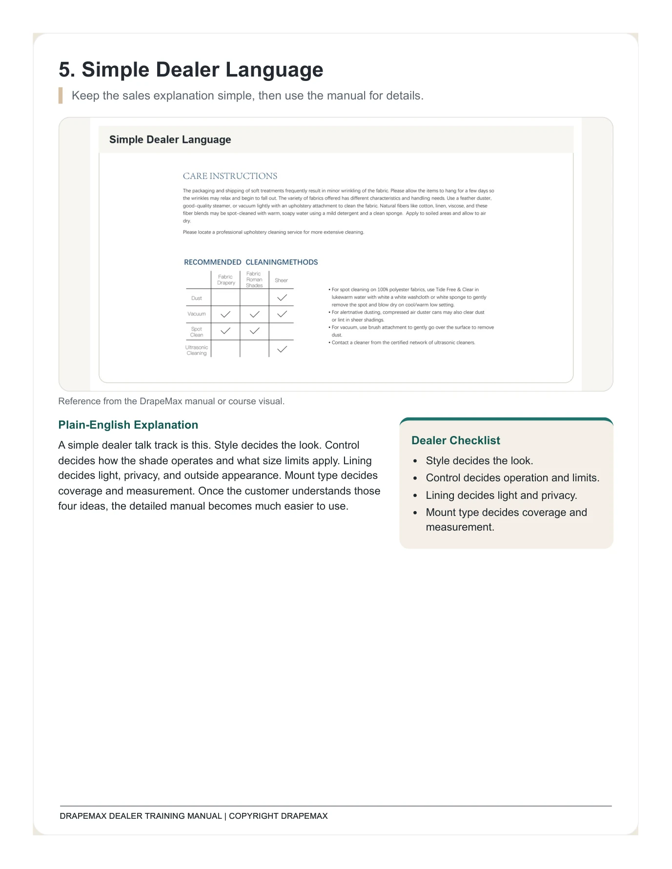 DrapeMax Roman Shade 101 Dealer Training Manual page 50